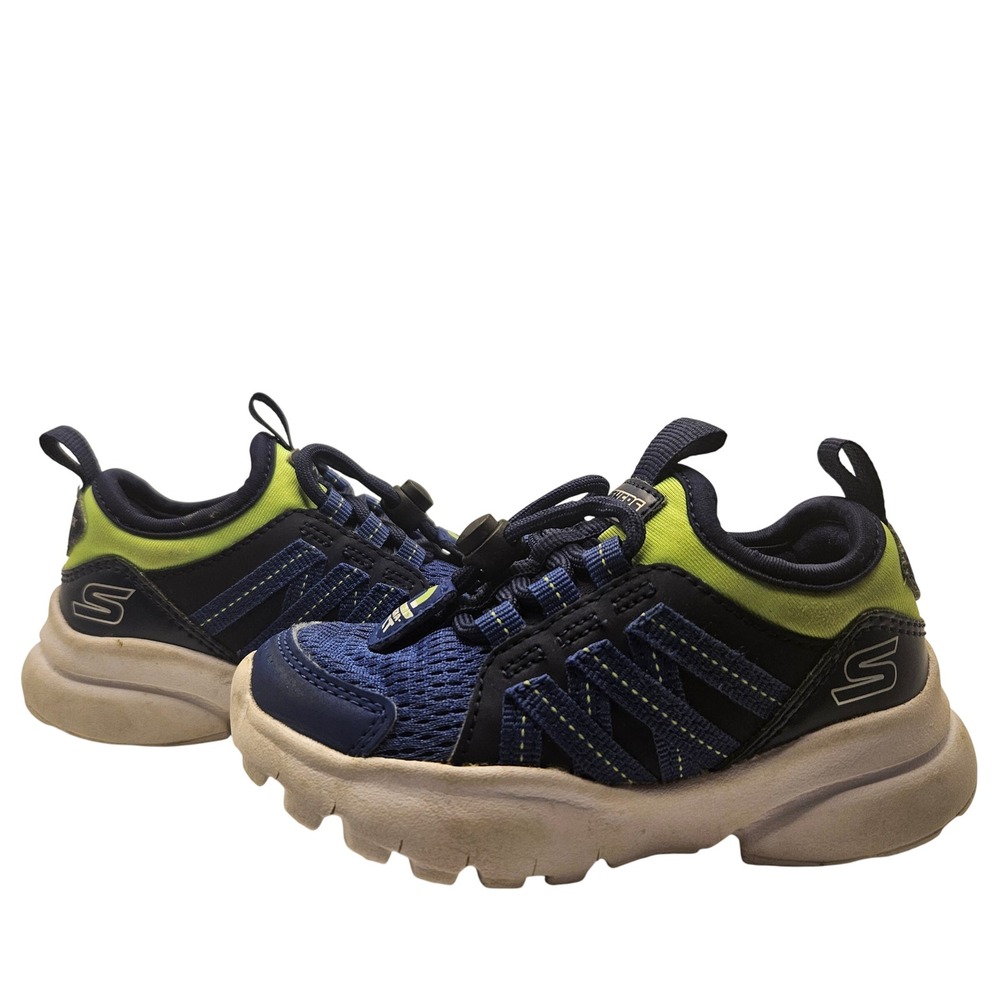 Skechers Kids Boy's Blue Green Razor Flex‎ magna Sneakers Size 7 Toddler Shoes